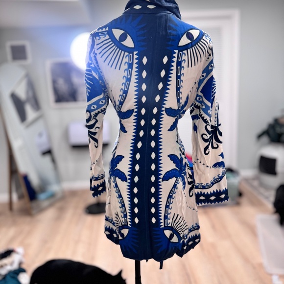 Farm Rio Evil Eye Dress With Long Sleeve Palm Sleeves Size small - Picture 5 of 7